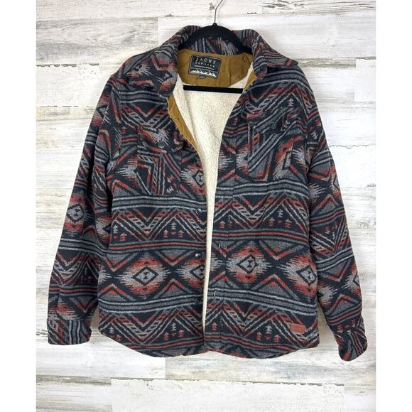 JACHS New York Men’s M Multicolor Aztec Sherpa Lined Button Up Jacket Coat - Picture 3 of 7
